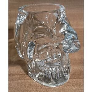 Diamond Star Corp Heavy Crystal Glass Skull Votive Candle Holder